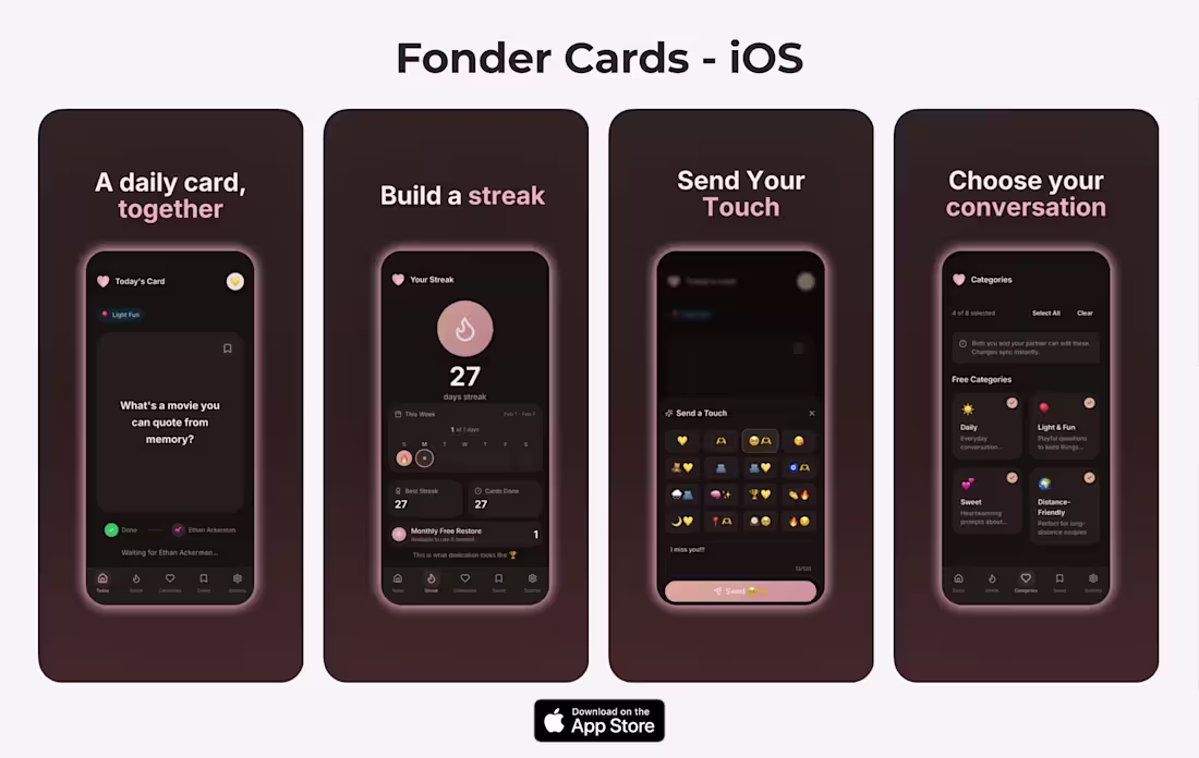 Cover image for Fonder Cards — Couples WidgetKit iOS App