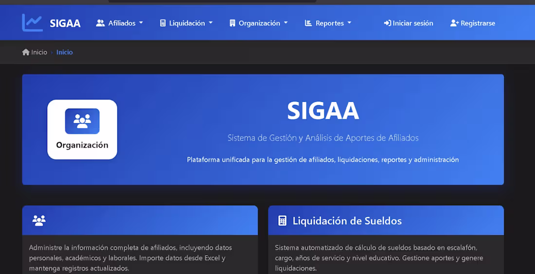 Cover image for SIGAA — Corporate Management System
Descripción: