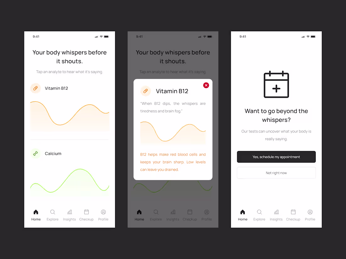 Cover image for WhisperHealth Interactive Wellness Mobile App UI Design