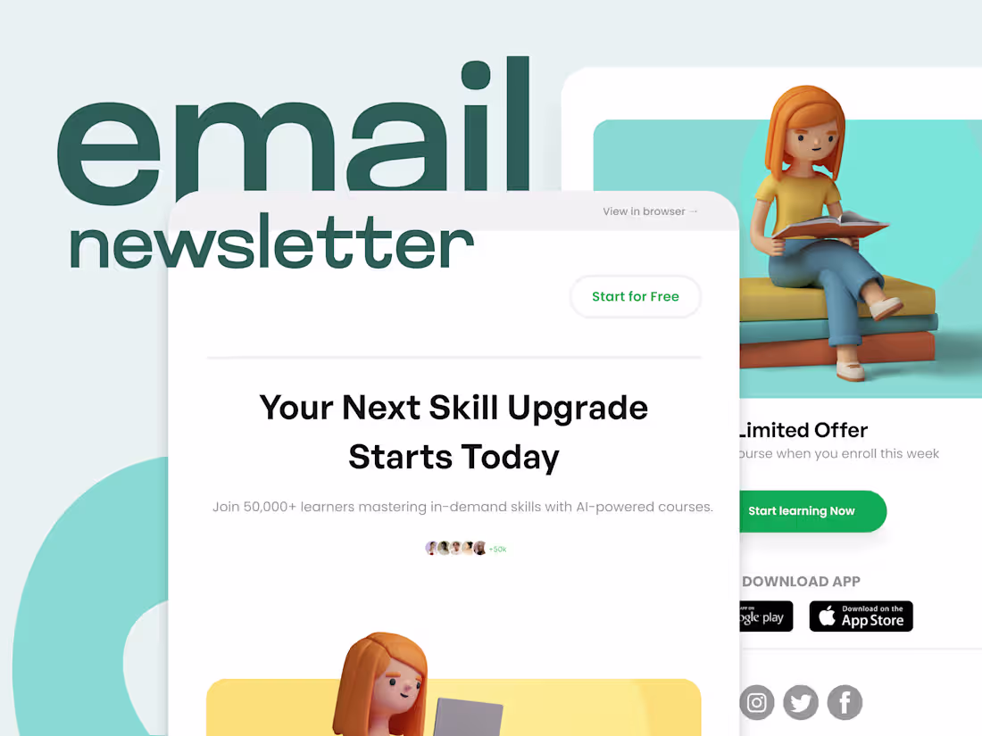 Cover image for Email Newsletter Template for SkillUp Academy