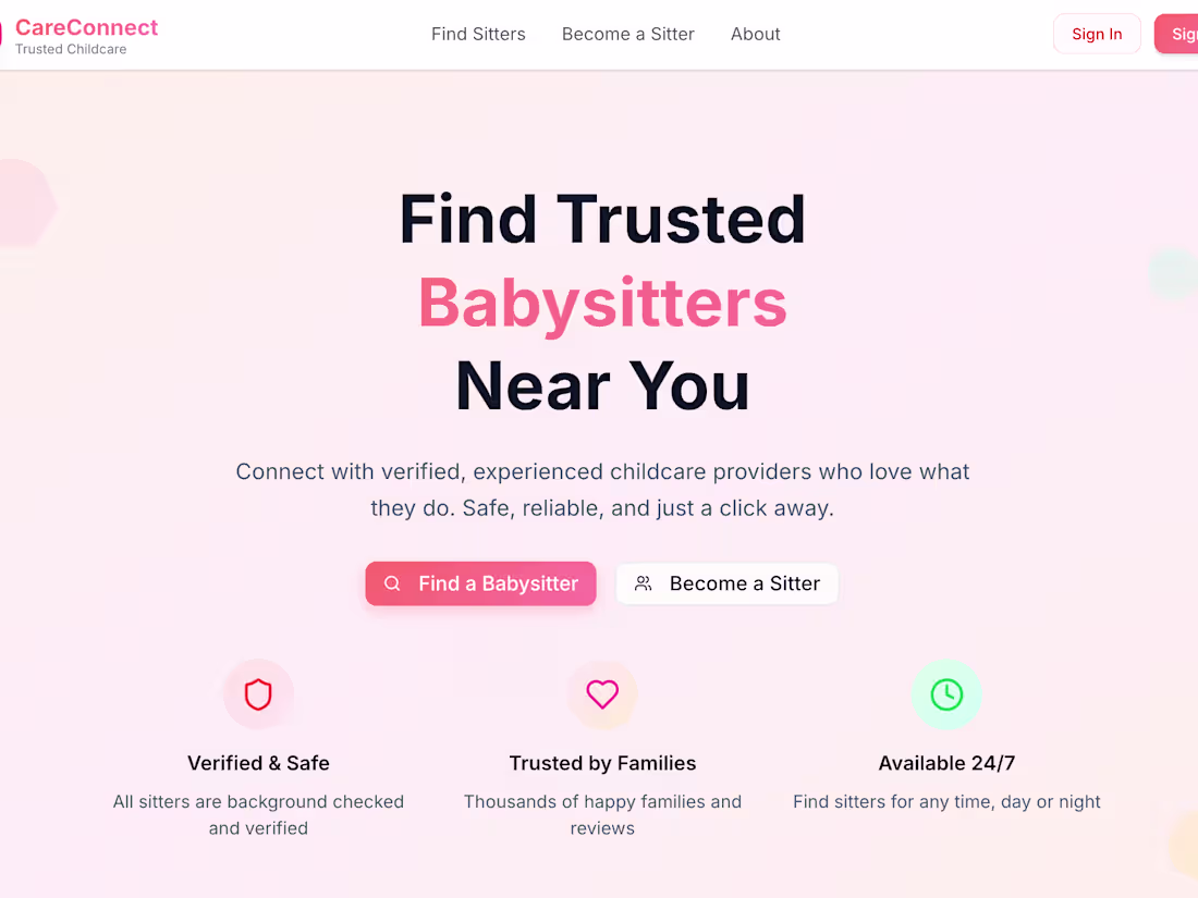 Cover image for CareConnect – find local babysitter