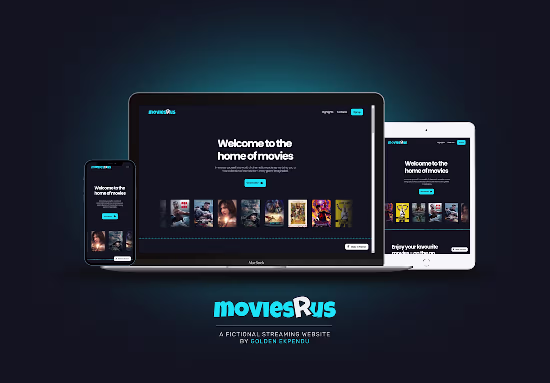 Cover image for MoviesRUs Streaming Website - Framer 