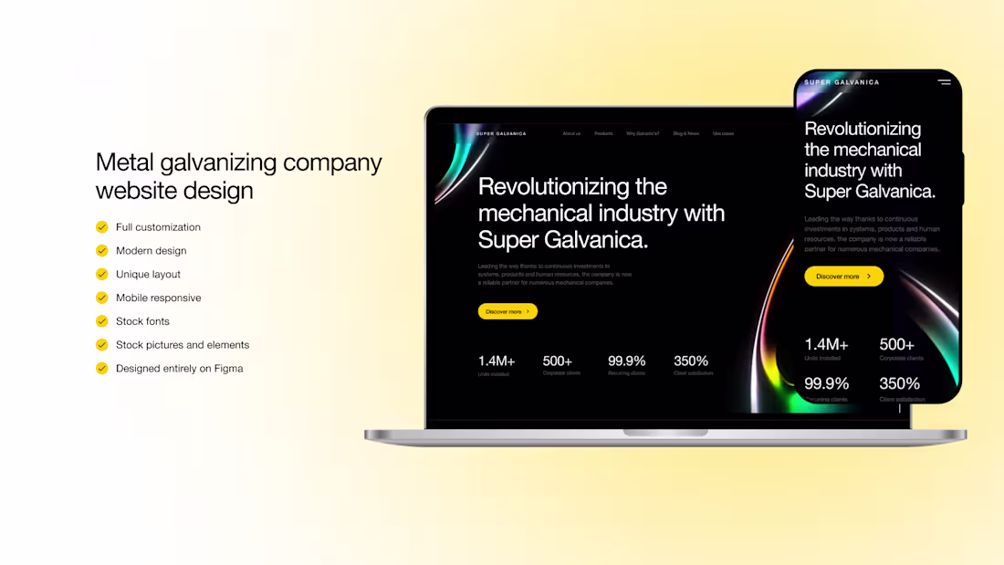 Cover image for Metal galvanizing company website UI UX design