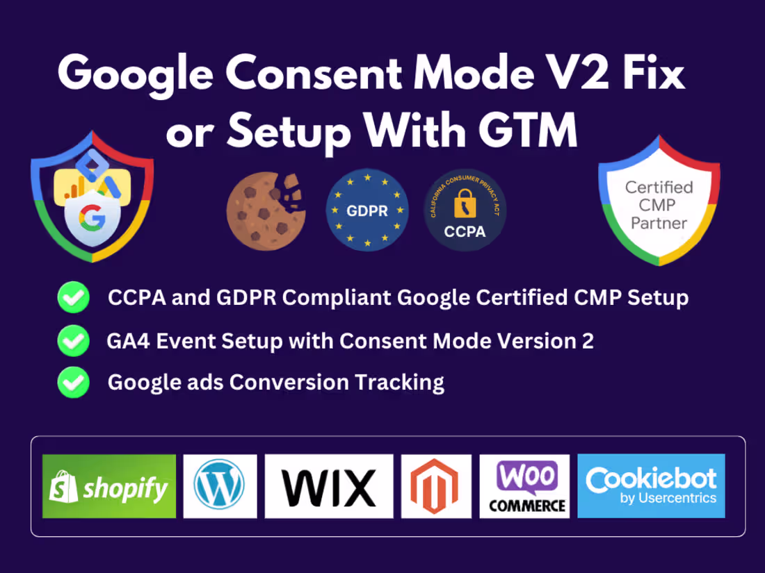 Cover image for GDPR Or CCPA Cookie Consent Mode Version 2 V2 Setup With GTM
