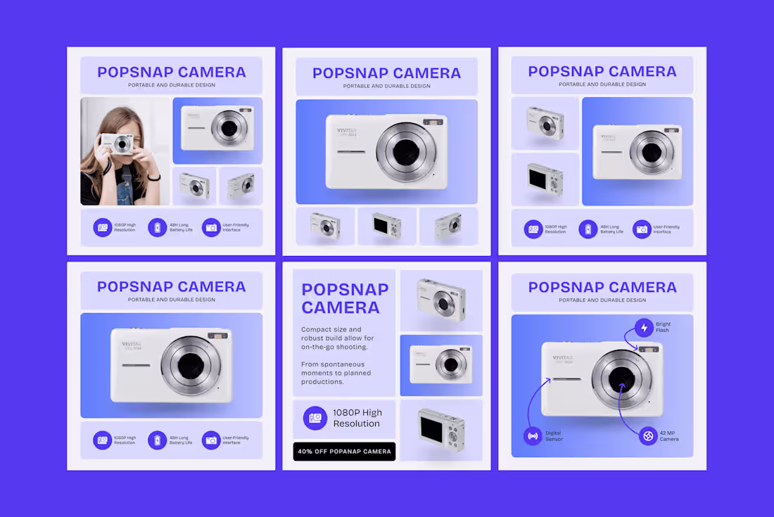 Cover image for Popsnap Camera Amazon Ecommerce Template Pack