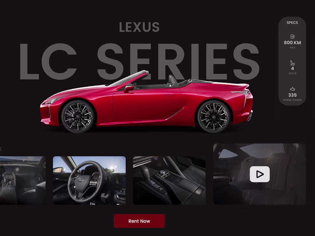 Cover image for Car Rental Landingpage UI design / Animation