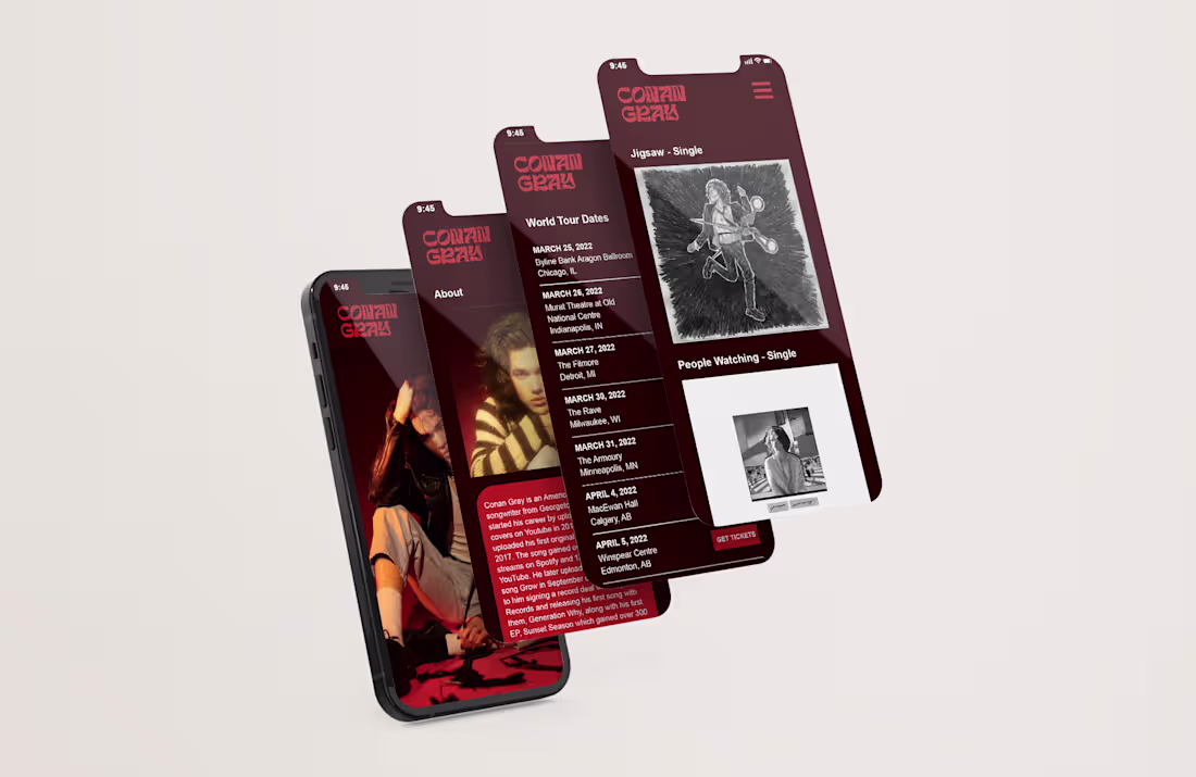 Cover image for Mobile Website Design - Conan Gray