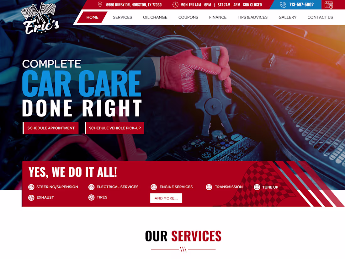Cover image for Erics Car Care - Dynamic Website