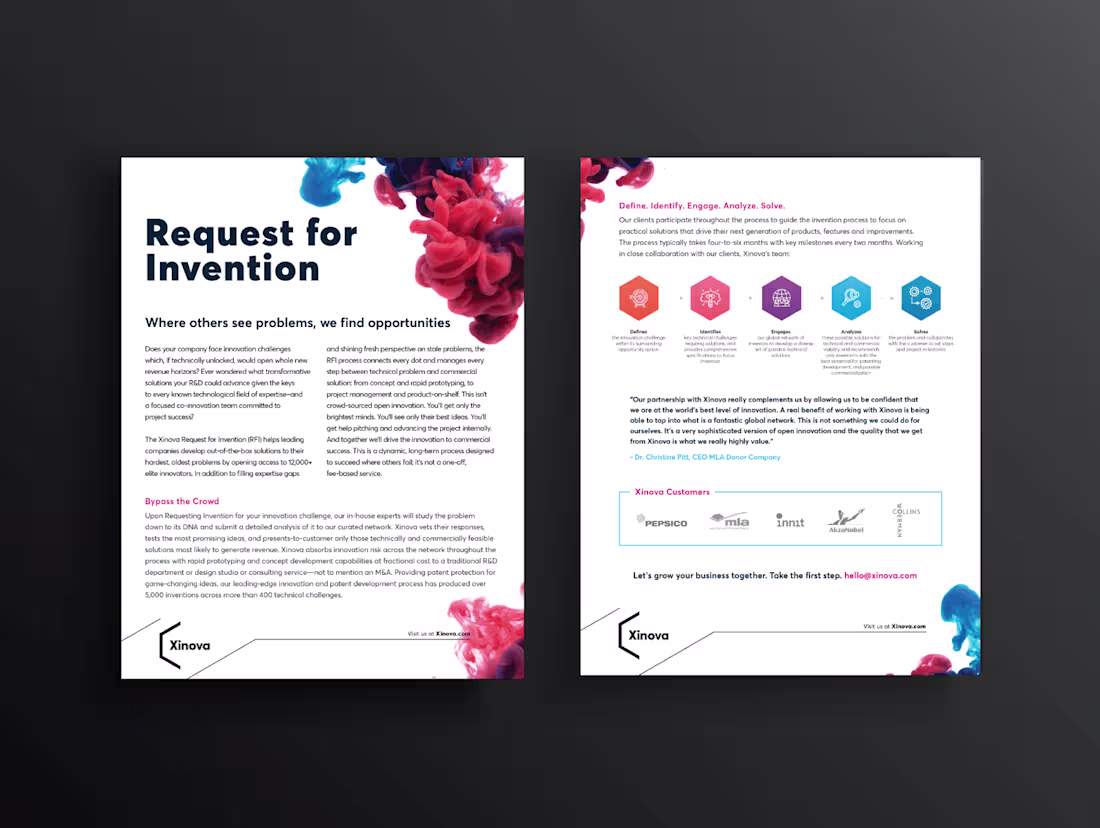 Cover image for Xinova Sales Sheets