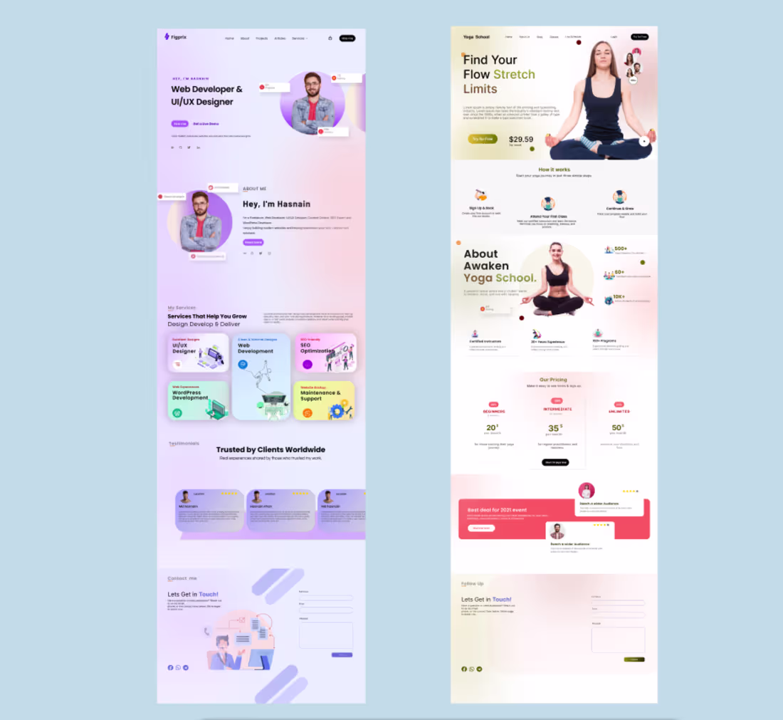 Cover image for This project features two modern landing pages designed with...