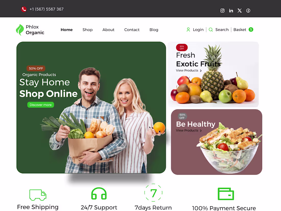 Cover image for Phlox Organics E-commerce Website
