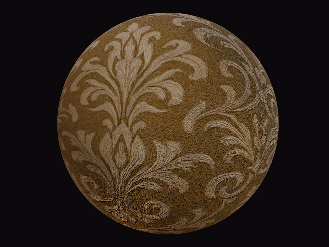 Cover image for PBR | Seamless Gold Damask Luxury Fabric Texture Set (5 Maps...