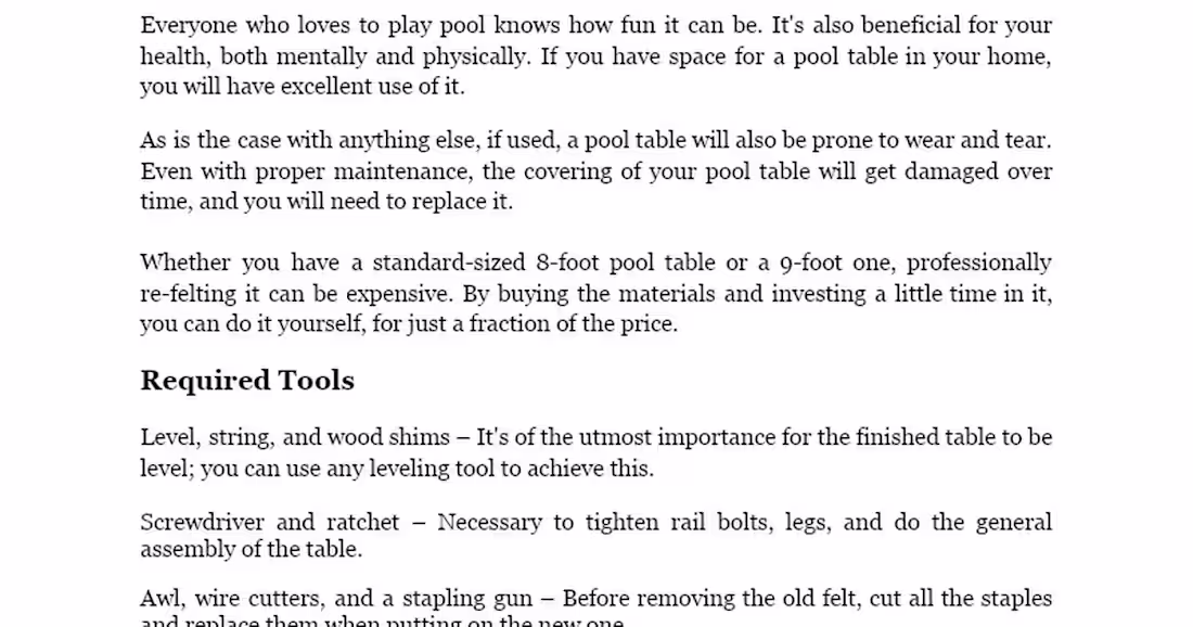 Cover image for Pool Table Re-Felting Article