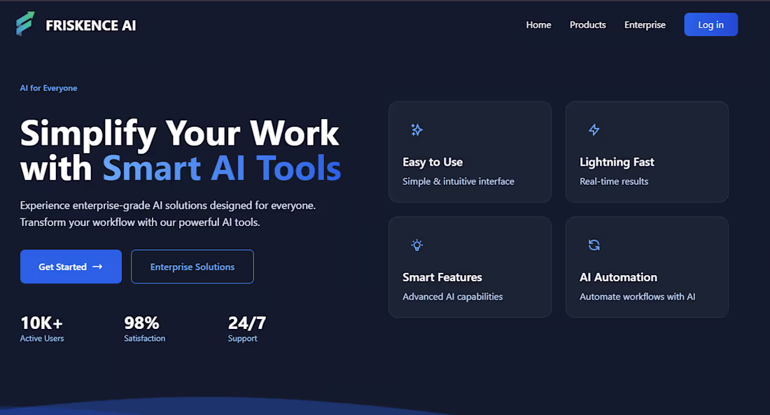 Cover image for Friskence AIWebsite Development