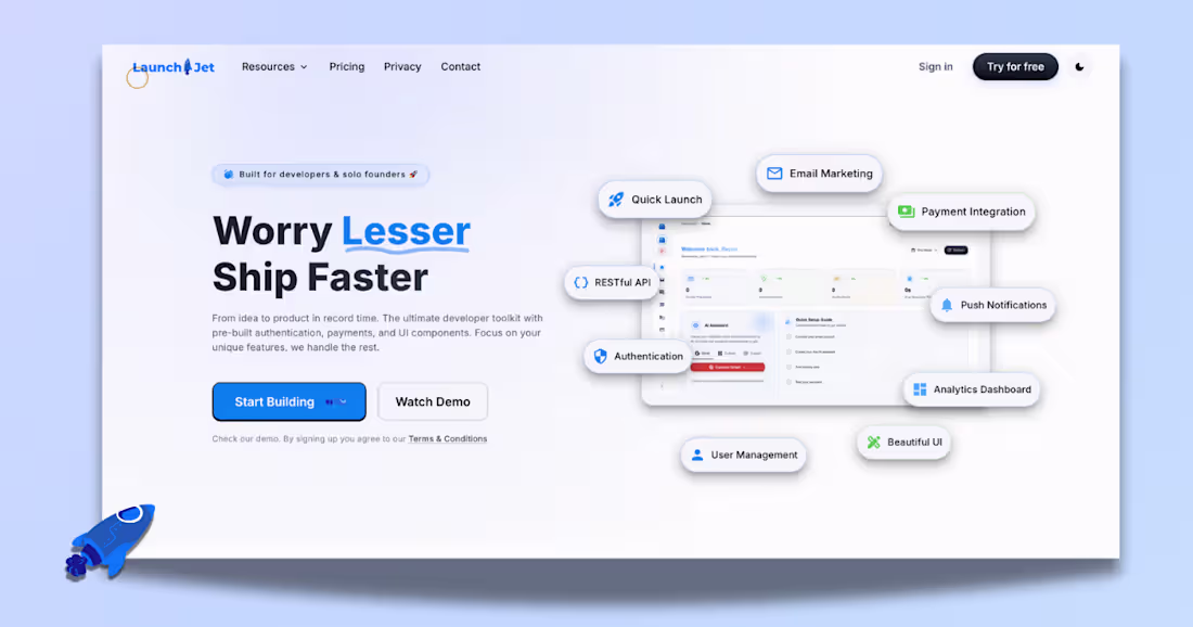Cover image for LaunchJet - Build & Ship Your SaaS Faster