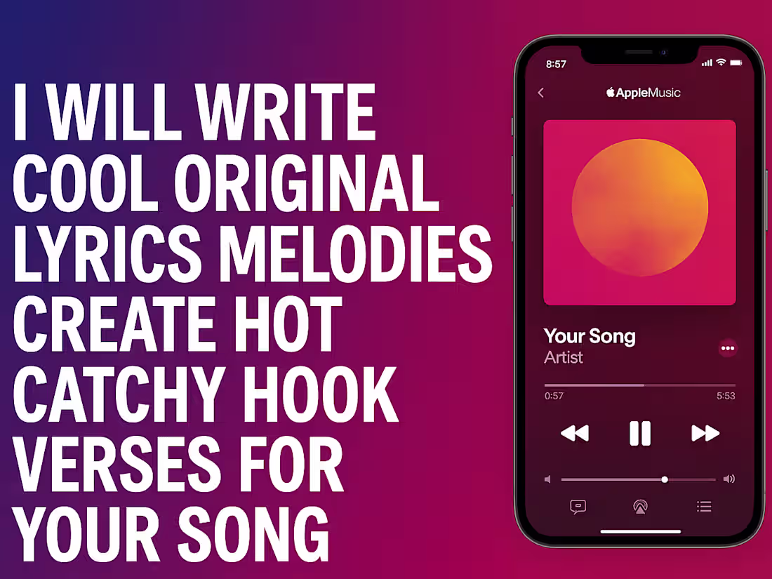 Cover image for I will write cool original lyrics melodies verses for your song
