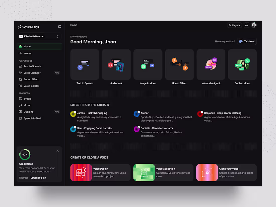 Cover image for AI Voice Generator Web App - Dashboard UI