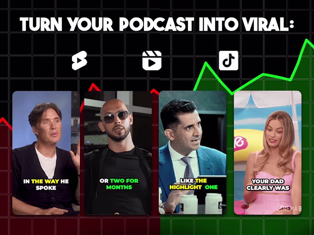 Cover image for Turn your podcast into tiktok, ig reels, youtube shorts clips