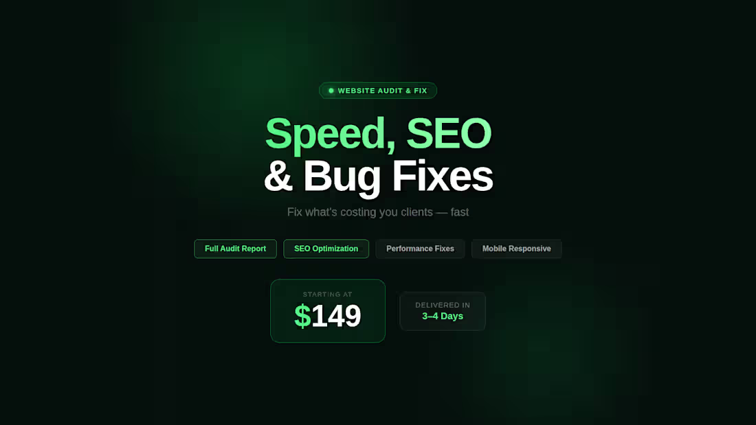 Cover image for Website Audit & Fix — Performance, Bugs & SEO