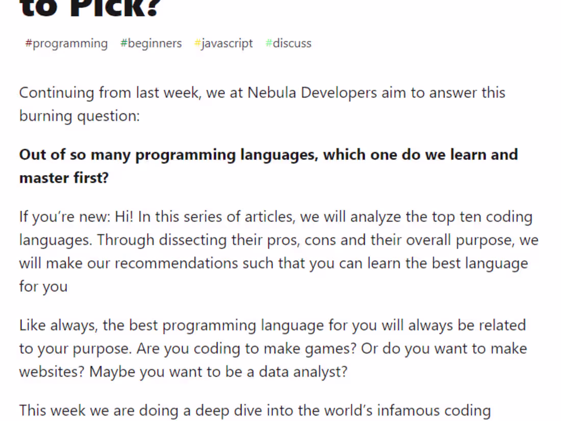 Cover image for Best Programming Language to start out Part 2