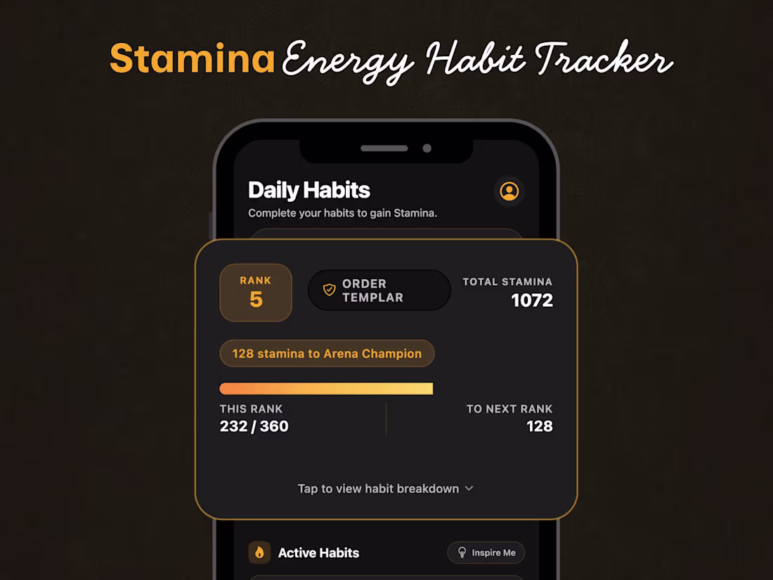 Cover image for Stamina — Gamified Habit & Energy Tracking iOS App