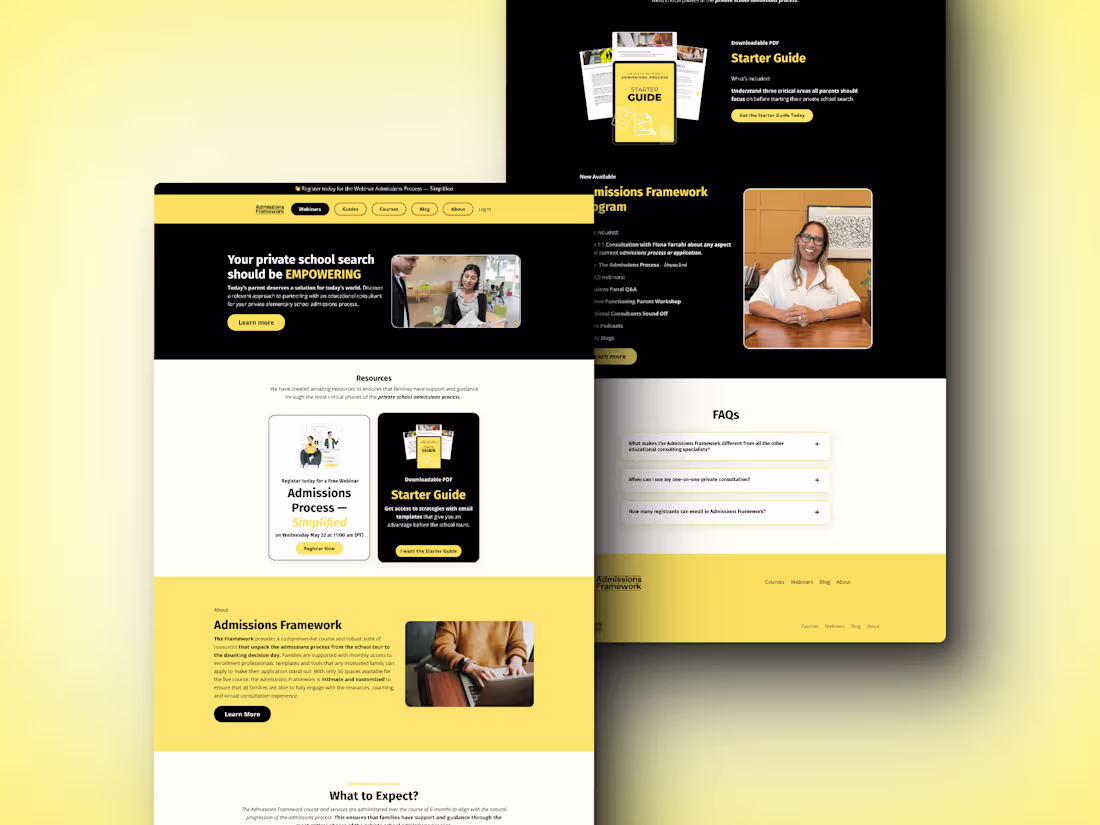 Cover image for The Admissions Framework by Fiona Farrahi | Kajabi Website