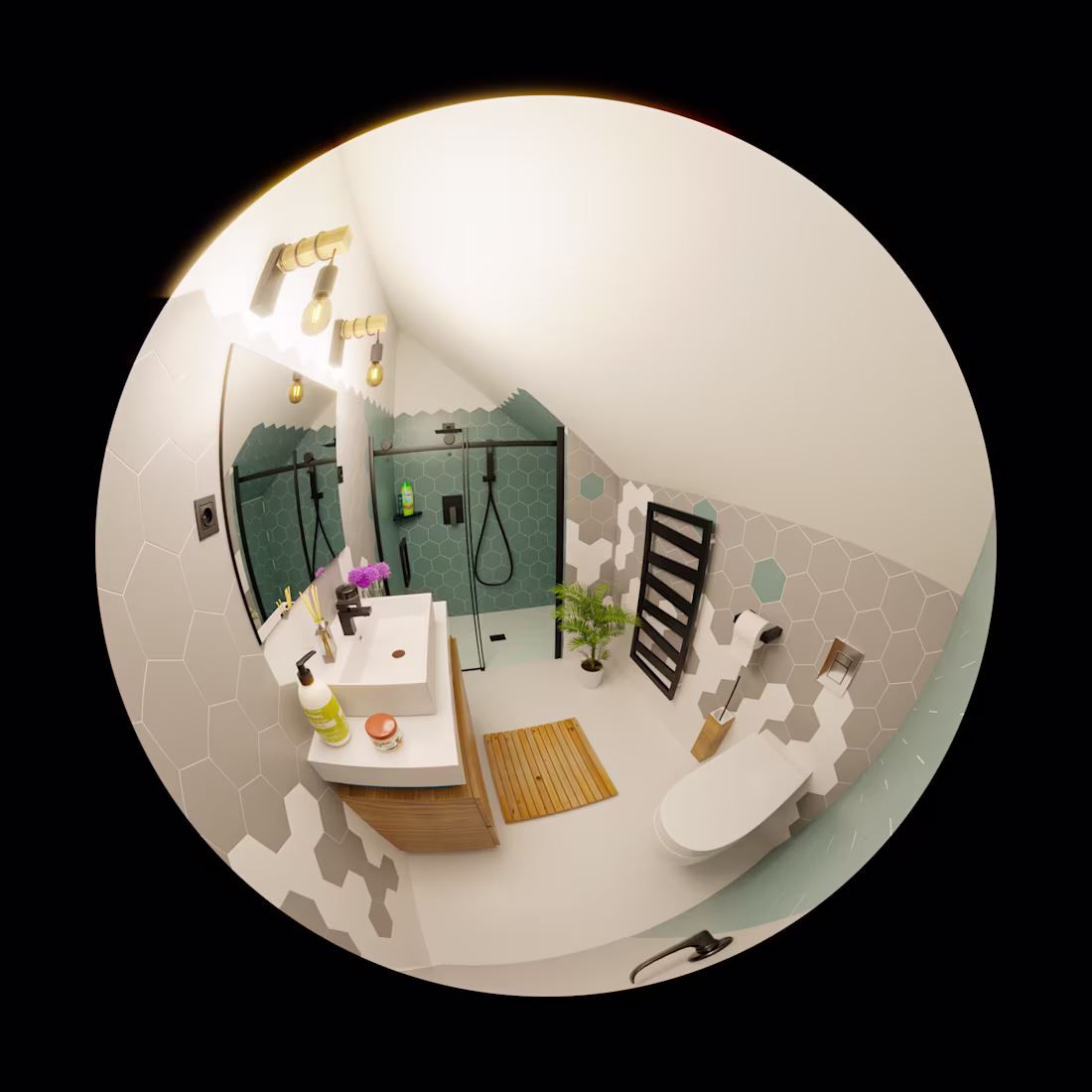 Cover image for Contemporary Hexagon Tile Bathroom