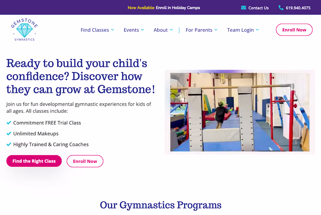 Cover image for Gemstone Gymnastics needed a website