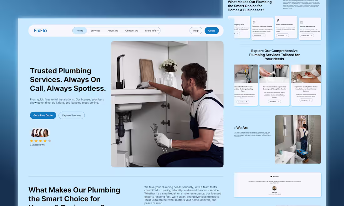Cover image for Plumbing Service Landing Page Design