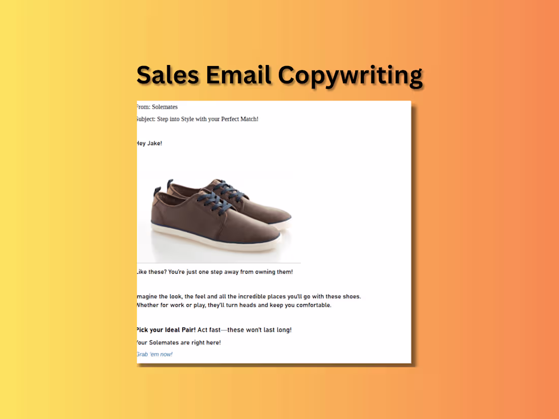 Cover image for Copywriting sales email for a shoe brand. 