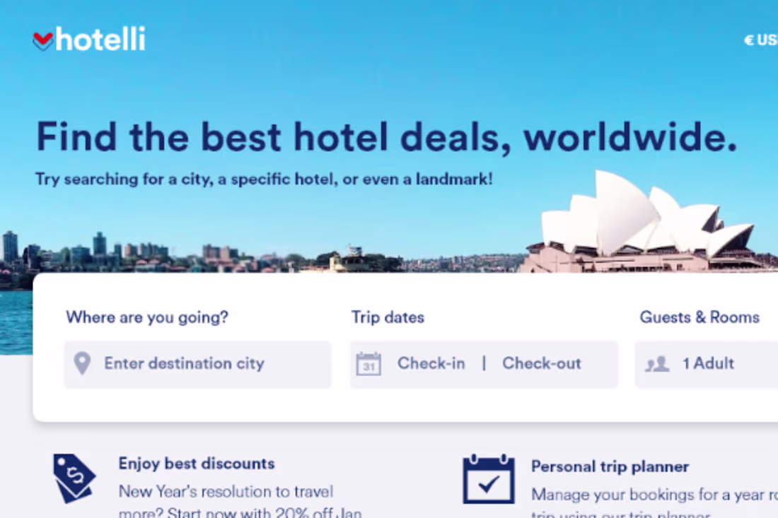 Cover image for hotelli - hotel search and comparison website