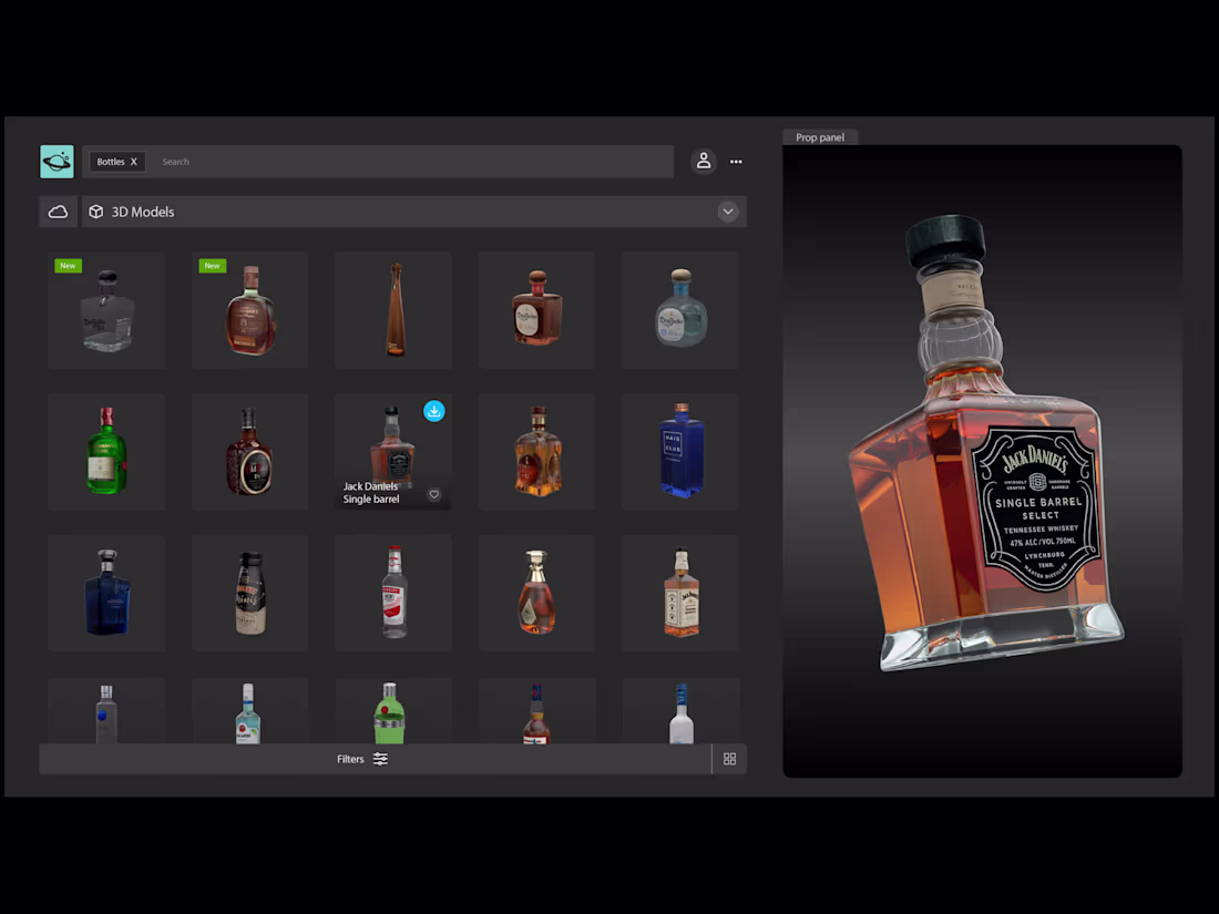 Cover image for 3D alcohol bottles library: Developed