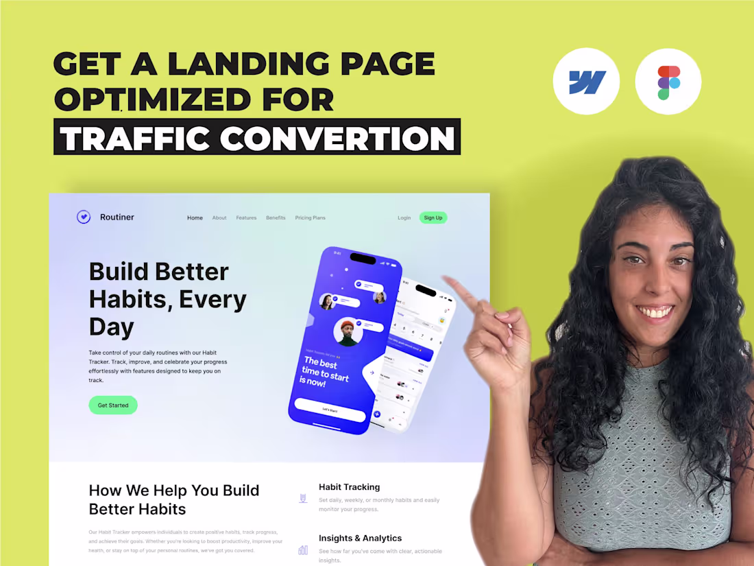 Cover image for Get a Webflow Landing Page optimized for traffic conversion