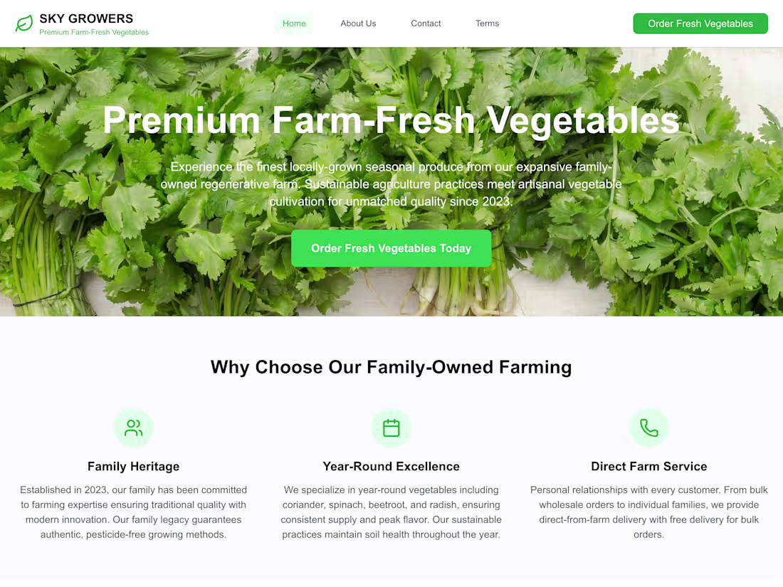 Cover image for Sky Growers Farm Website Development
