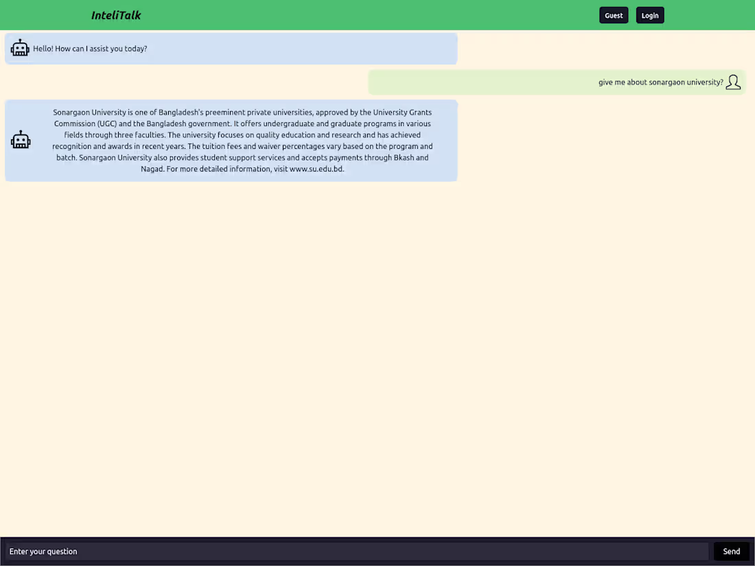 Cover image for InteliTalk: A Chatbot For University
