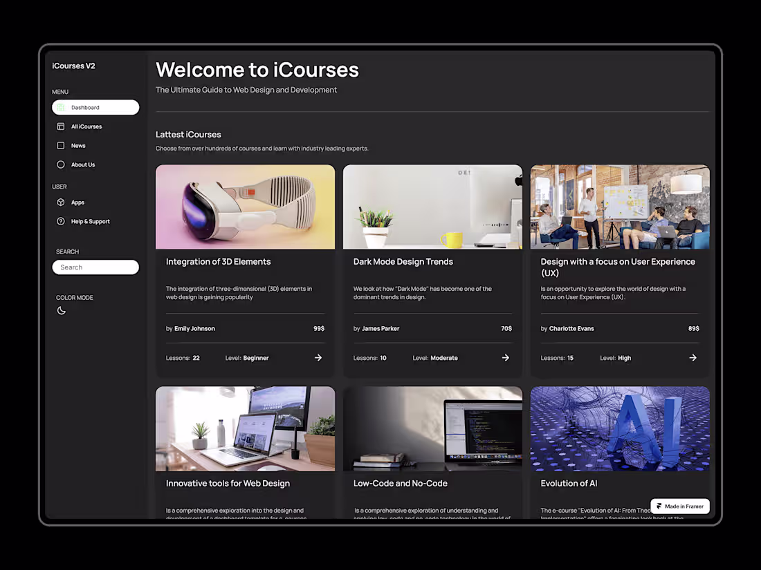 Cover image for iCourses V2 Dashboard