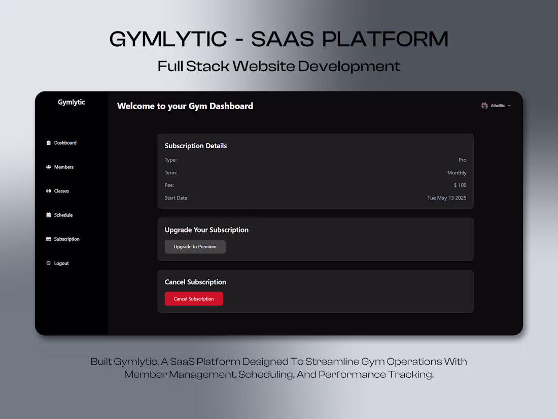 Cover image for Gymlytic - SaaS Gym Management Platform