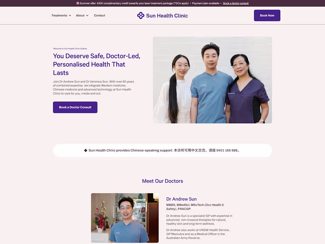 Cover image for Sun Health Clinic • Sydney • Laser Treatment & Chinese Medicine
