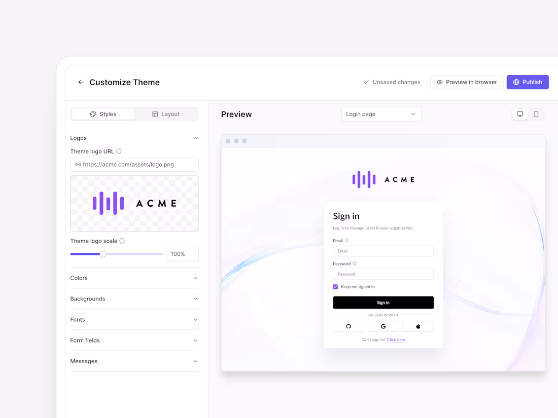 Cover image for No-Code Theme Configurator for Identity Authorization Company