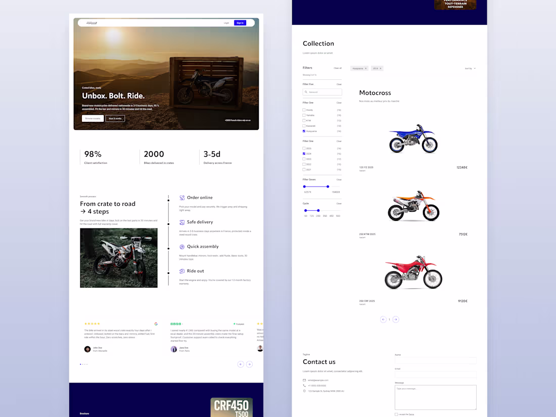 Cover image for Motocross E-commerce Landing Page Design