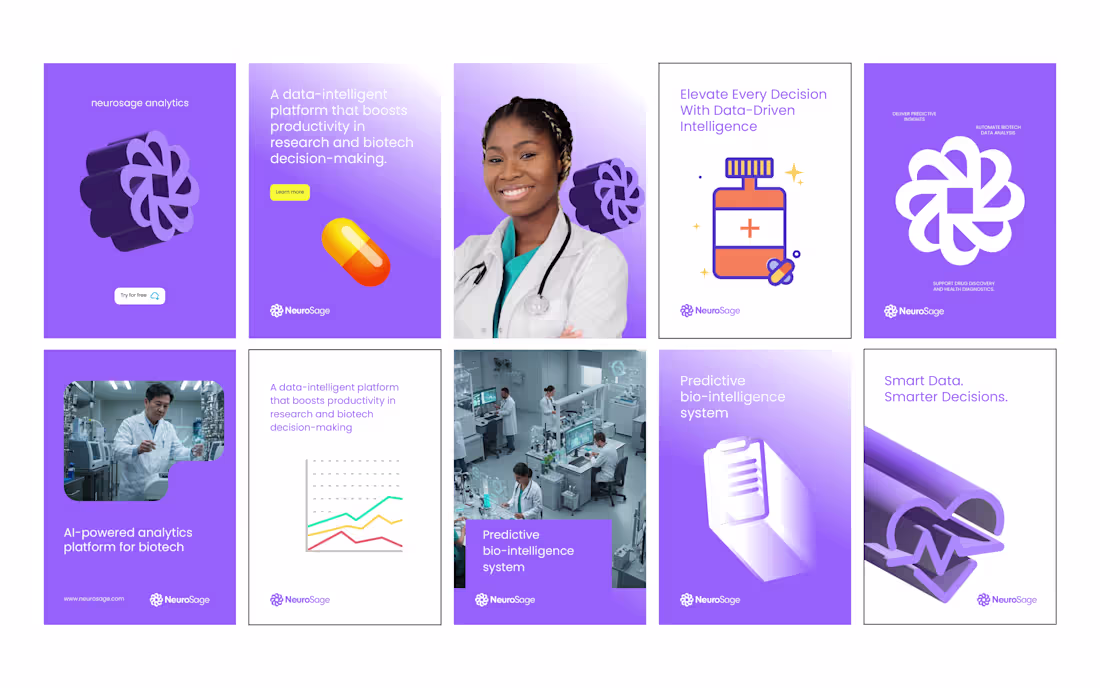 Cover image for NeuroSage Analytics | Brand Identity & UI System I designed ...
