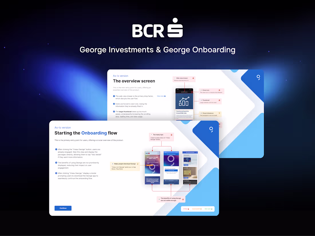 Cover image for BCR George - UX Review for Investments and George Onboarding