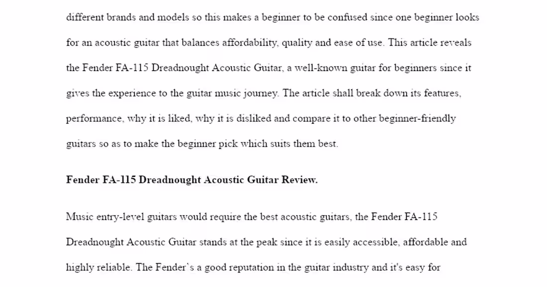 Cover image for Fender FA-115 Dreadnought Acoustic Guitar Review