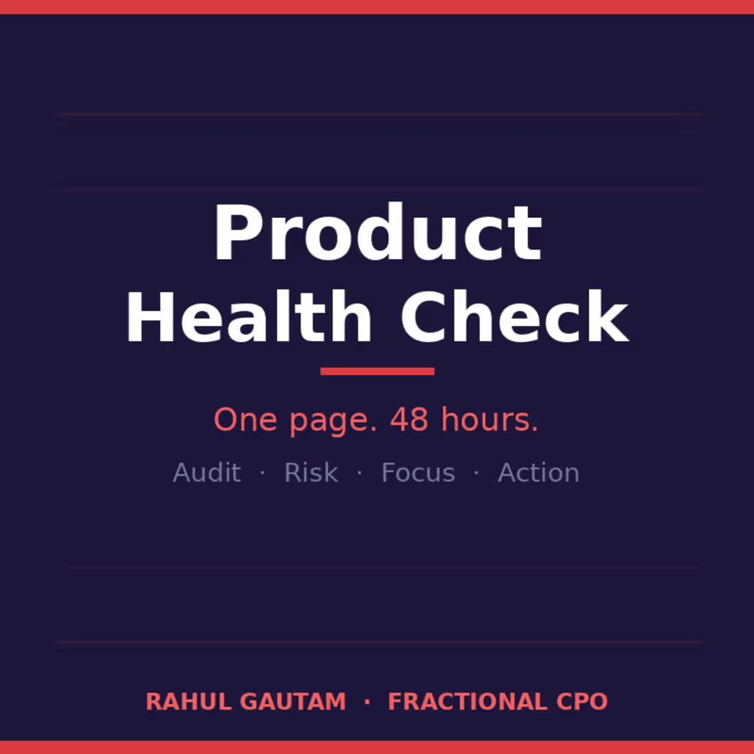 Cover image for One-Page Product Health Check