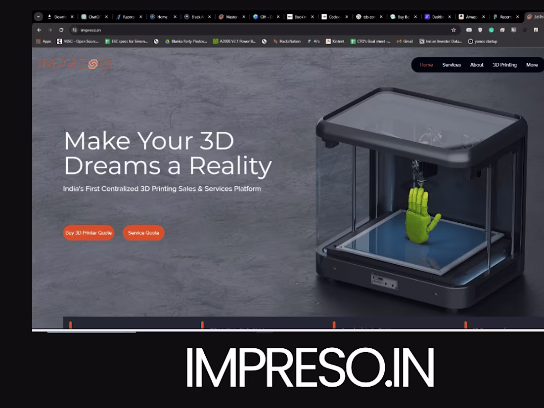 Cover image for 3D Prinitng Brand Impreso.in Website