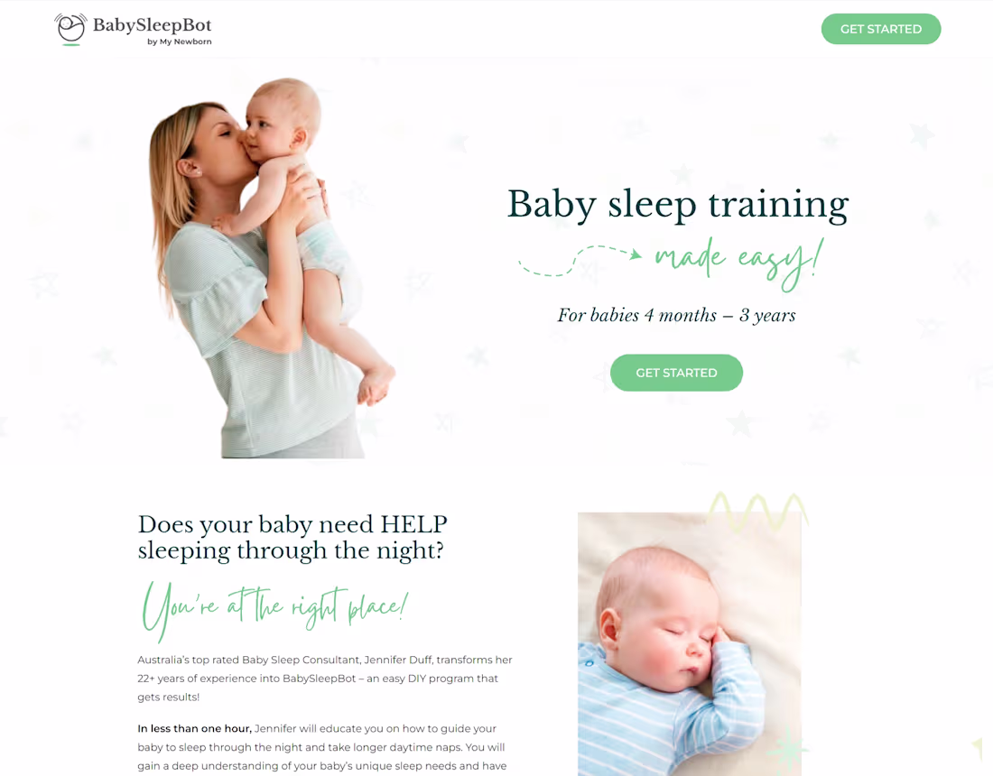 Cover image for Sales Page for Baby Sleep Training