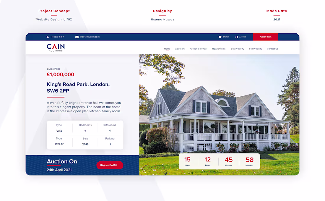 Cover image for Website Design - UI/UX | Cain Auction on Behance