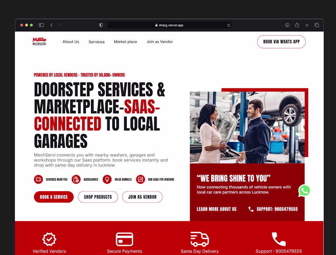 Cover image for MechServi Website Redesign for Improved Conversions