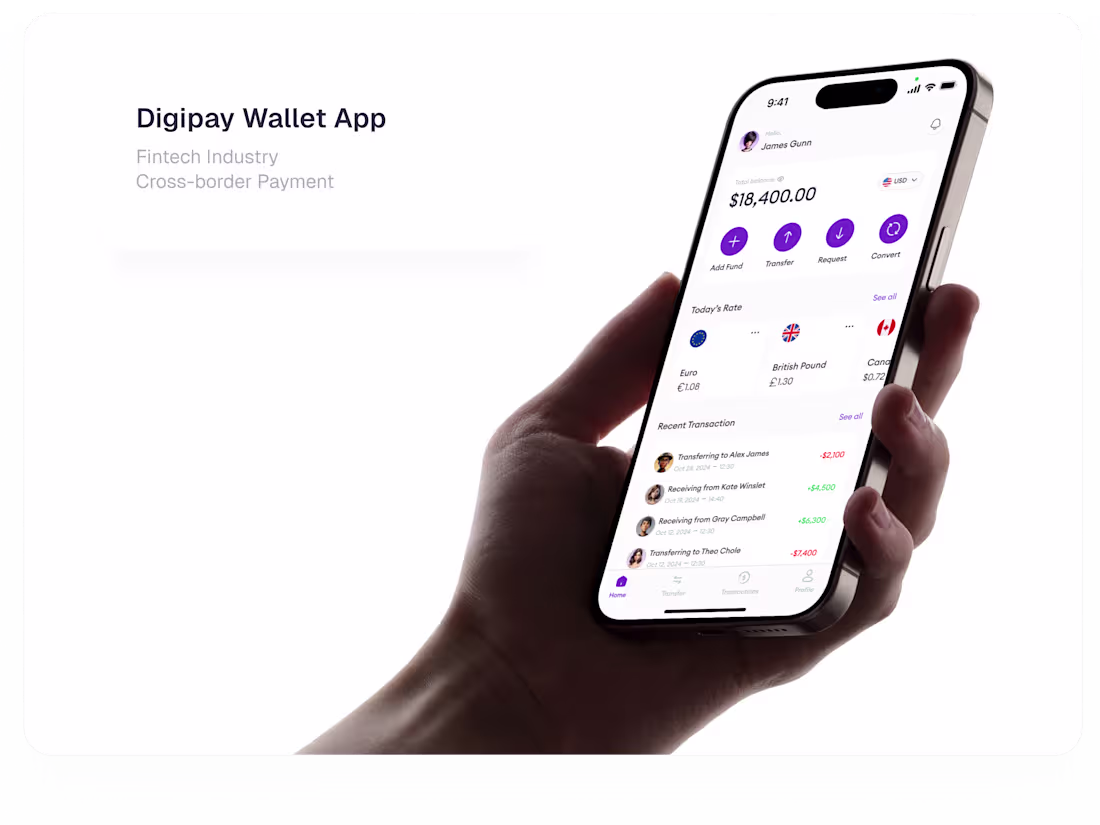 Cover image for Design a Fintech Wallet Mobile App The Digipay app is a cros...