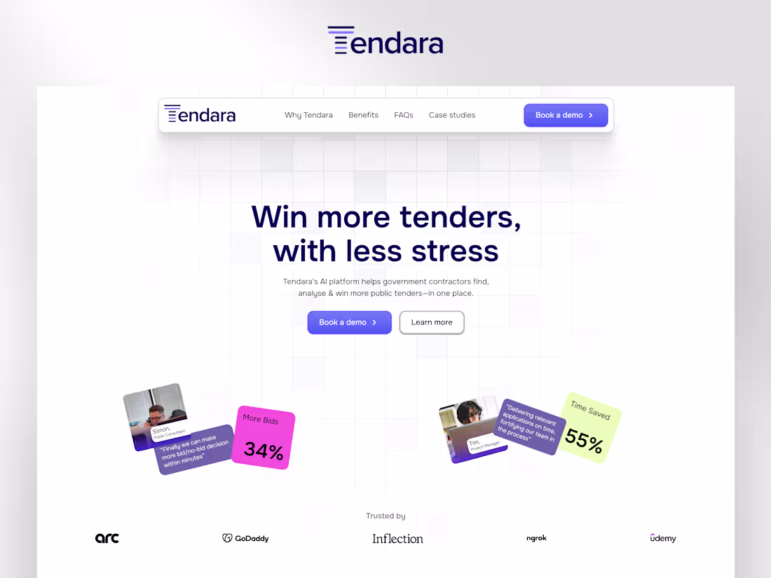 Cover image for Tendara.ai - Framer website redesign
